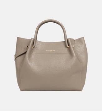 Grand sac cabas épaule Foulonné Double LOUISA en cuir - Lancaster - Galet et in et or