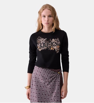 T-shirt ajusté avec logo - Liu Jo - Noir