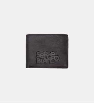 Portefeuille à rabat en cuir avec logo embossé - Serge Blanco - Marron