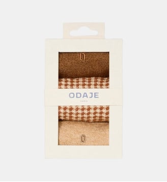 Pack de 3 Chaussettes - Odaje - Paillettes et pied de poule marron