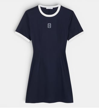 Robe t-shirt coton avec badge - Lacoste - Bleu marine et blanc