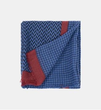 Foulard Gaspard en laine - Billybelt - Bleu et rouge