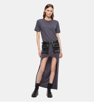 Robe en laine mélangée plus longue au dos - Pinko - Gris corbeau