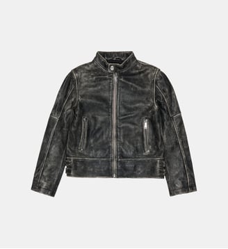 Veste à clous en cuir à effet usé - Dsquared2 - Noir