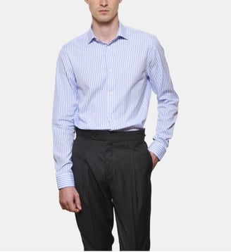 Chemise ciel à rayures bâtons coupe droite - Atelier Privé - Bleu ciel