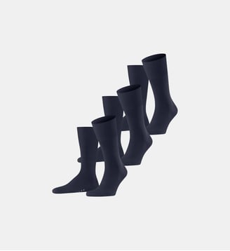 Chaussettes Airport 3-Pack Laine Vierge - Falke - Foncé navy c
