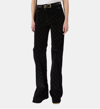 Pantalon flare en velours à monogramme - ANNA - Gerard Darel - Noir