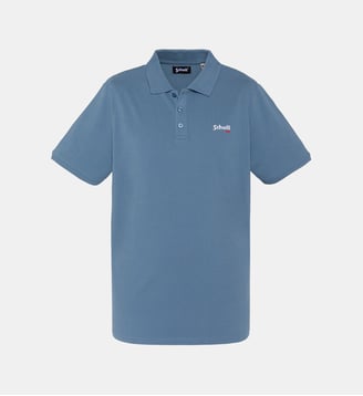 Polo azur en coton piqué - Schott - Bleu jean