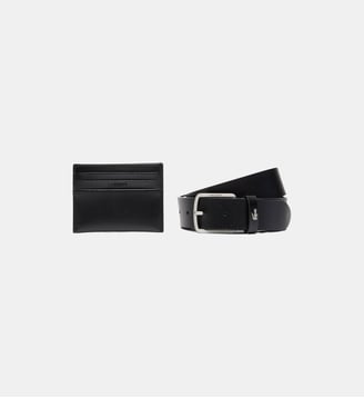 Coffret ceinture en cuir et porte-cartes - Lacoste - Noir