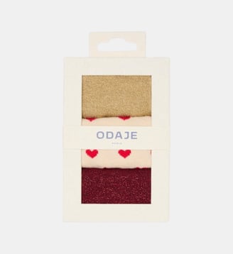 Pack de 3 Chaussettes - Odaje - Coeur bordeaux doré