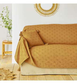 Plaid uni coton - La Redoute Interieurs - Ocre