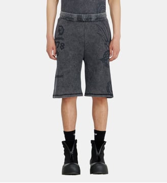 Short pants en coton mesh avec imprimés - Diesel - Gris