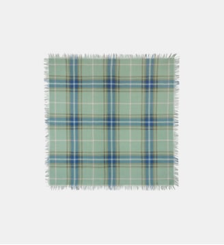 Mini carré Swann Tartan - Bompard - Vert de gris et bleu de delft