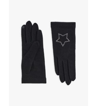 gants en laine étoile - Agnès b. - Noir