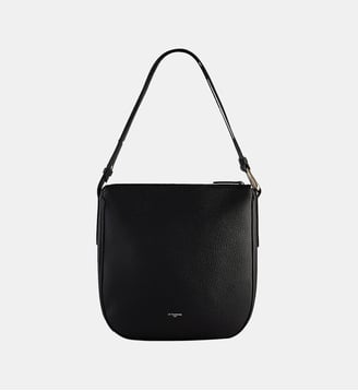 Sac hobo moyen modèle Madeleine en cuir de taurillon grainé - Le Tanneur - Noir