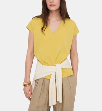 T-shirt droit en PYRATEX® Coton espagnol - Adolfo Dominguez - Jaune clair