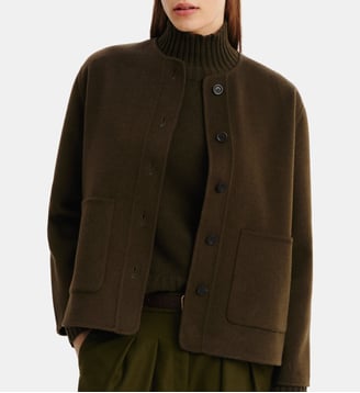 Veste double face sans col - Bompard - Kaki kombu
