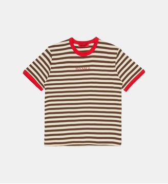 T-shirt à rayures avec logo - MAX&Co. - Brun cacao