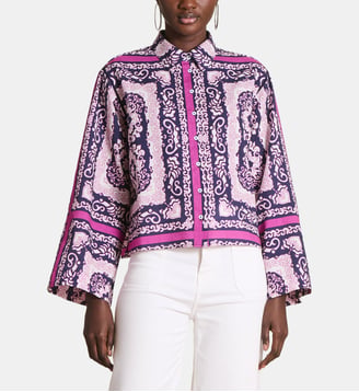 Chemise ample à imprimé foulard en coton - La Fée Maraboutée - Violet et fiesta