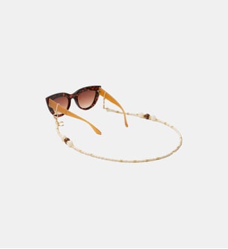 Chaîne de lunettes Iris perles beiges et dorées - La Coque Française - Beige