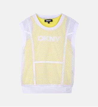 T-shirt 2 en 1 en résille - DKNY - Jaune
