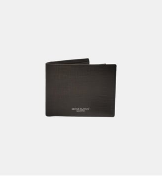 Portefeuille horizontal en cuir de vachette Biarritz - Serge Blanco - Marron foncé