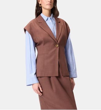 Veste sans manches effet rustique - Pinko - Marron foncé