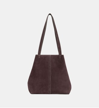 Petit sac cabas Daily en cuir velours - Vanessa Bruno - Marron foncé