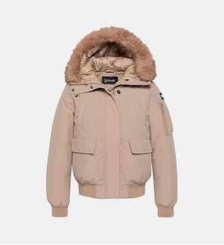 Blouson noir snorkel court à capuche - Schott - Beige