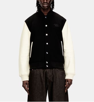 Blouson aviateur en mélange de laine et cuir - Diesel - Noir et blanc