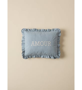 Coussin "Amour" imprimé vichy - Cyrillus - Vichy bleu