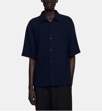 Chemise effet texturé à col requin - Sandro - Marine