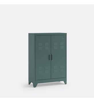 Armoire basse 2 portes en métal acier - La Redoute Interieurs - Vert eucalyptus