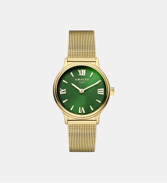Montre Yvette Vert AMW201 - Amalys - Doré