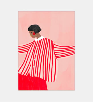 Poster   The Woman With the Red Stripes - Bea Muller - Poster & Frame - Multicolore
