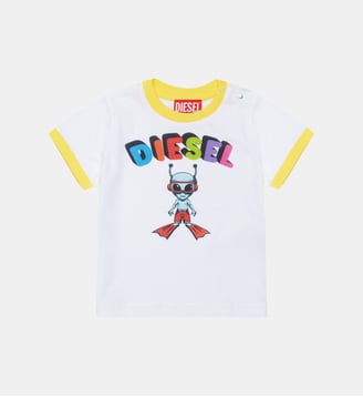 T-shirt avec logo et motif sur le devant - Diesel Kids - Blanc