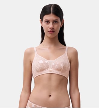 Soutien-gorge sans armature broderie florale - Chantelle - Rose taffetas