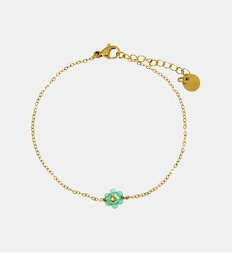 Bracelet  Mini Maya avec fleurs à pierres fines - Les Cléias - Fluorine verte