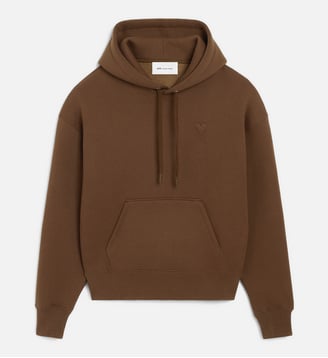 Hoodie unisexe en coton Ami de Coeur embossé - AMI Paris - Marron