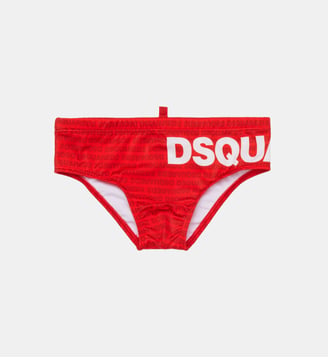 Slip de bain avec logo en all-over - Dsquared2 - Rouge