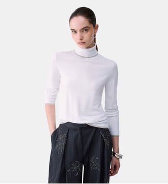 Pull col roulé avec profili Lurex® - Liu Jo - Blanc laine