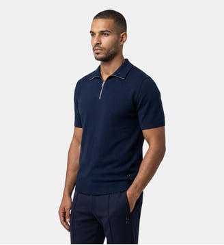 Polo RD en coton et soie - Ron Dorff - Bleu marine