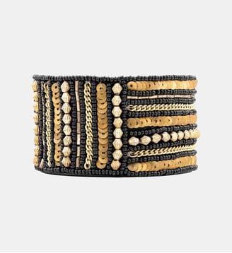 Bracelet manchette réglable perles tissées RUADA - Hipanema - Noir
