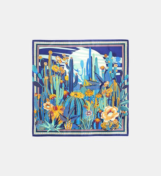 Mini Foulard à motifs CACTUS - Wild - Bleu