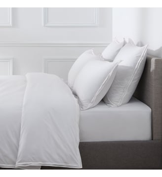 Housse De Couette Pure White Percale Lavée   Finition - Drouault - Blanc