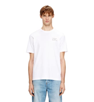 T-shirt en coton classique avec impression en relief - Diesel - Blanc