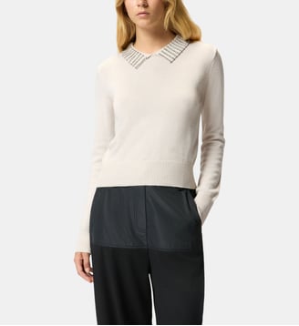 Pull avec col et strass - Pinko - Gris nuage argenté