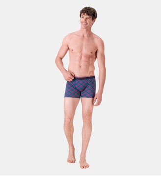 Boxer long à motif tartan bleu canard Le Slip Francais
