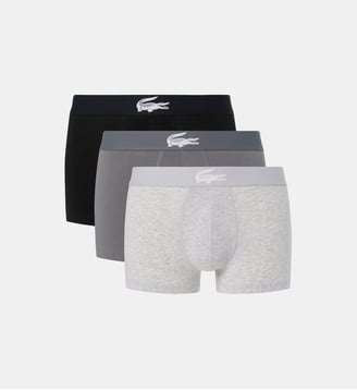 Lot de 3 boxers signature coton stretch - Lacoste - Gris et noir