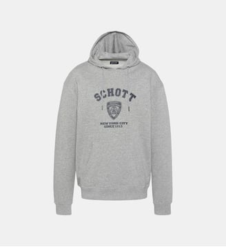 Sweatshirt imprimé NYPD à capuche - Schott - Gris chine